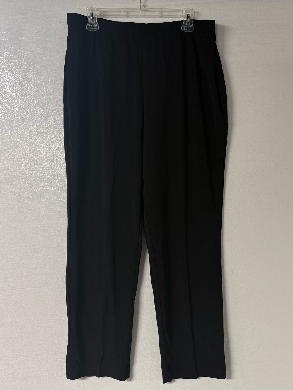 Susan Graver Women Pants 1X Black Stretch Elastic Waist Pull On Spandex Ankle